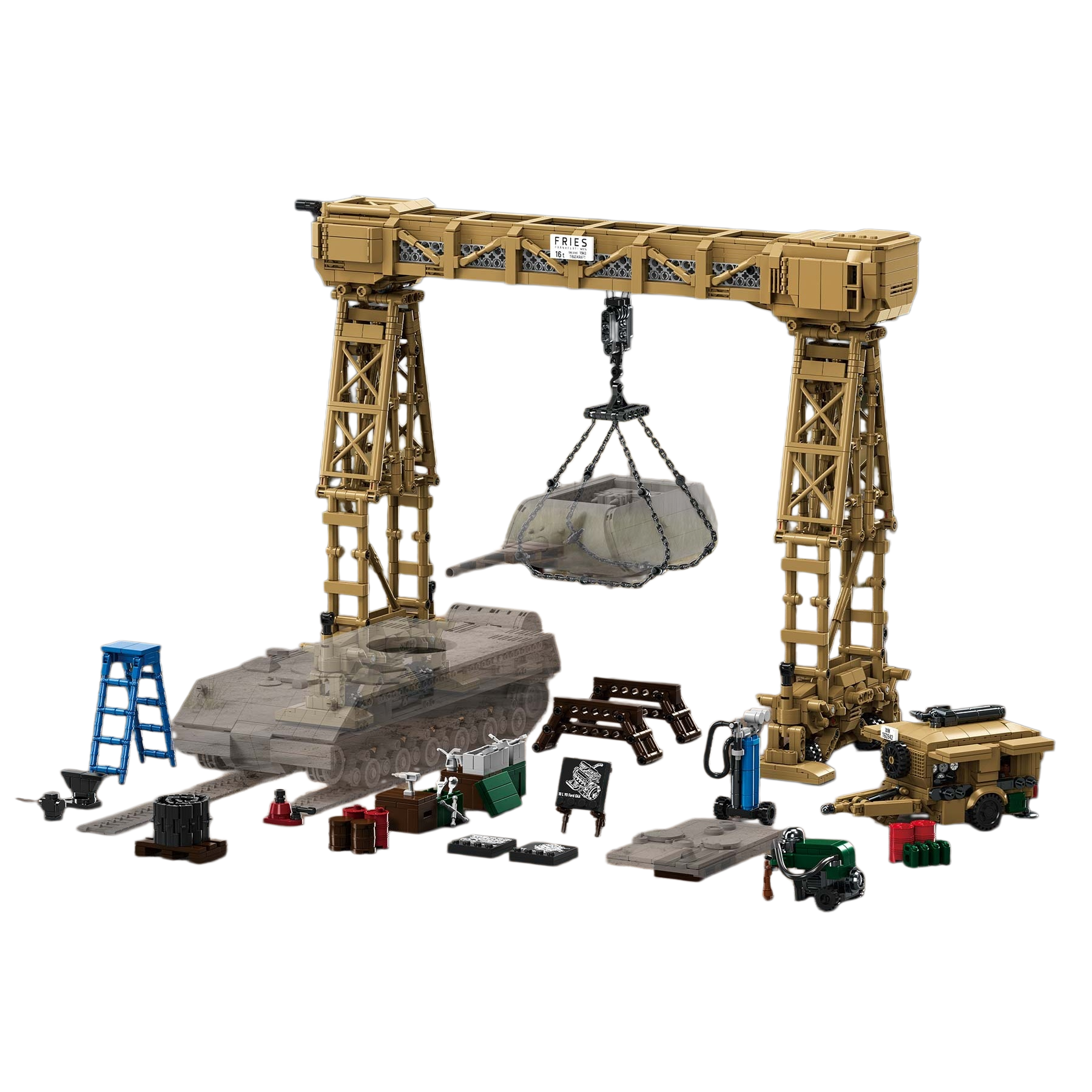 Rivers Gantry Crane | 2803+PCS | WWII German Military Maintenance | Fries 16T Crane