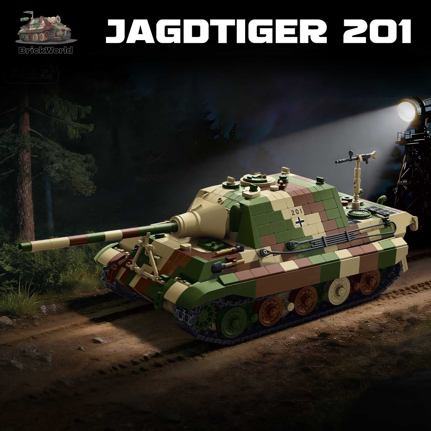 JagdTiger 201 | 2164PCS | 1:28 | WWII German Heavy Tank Destroyer