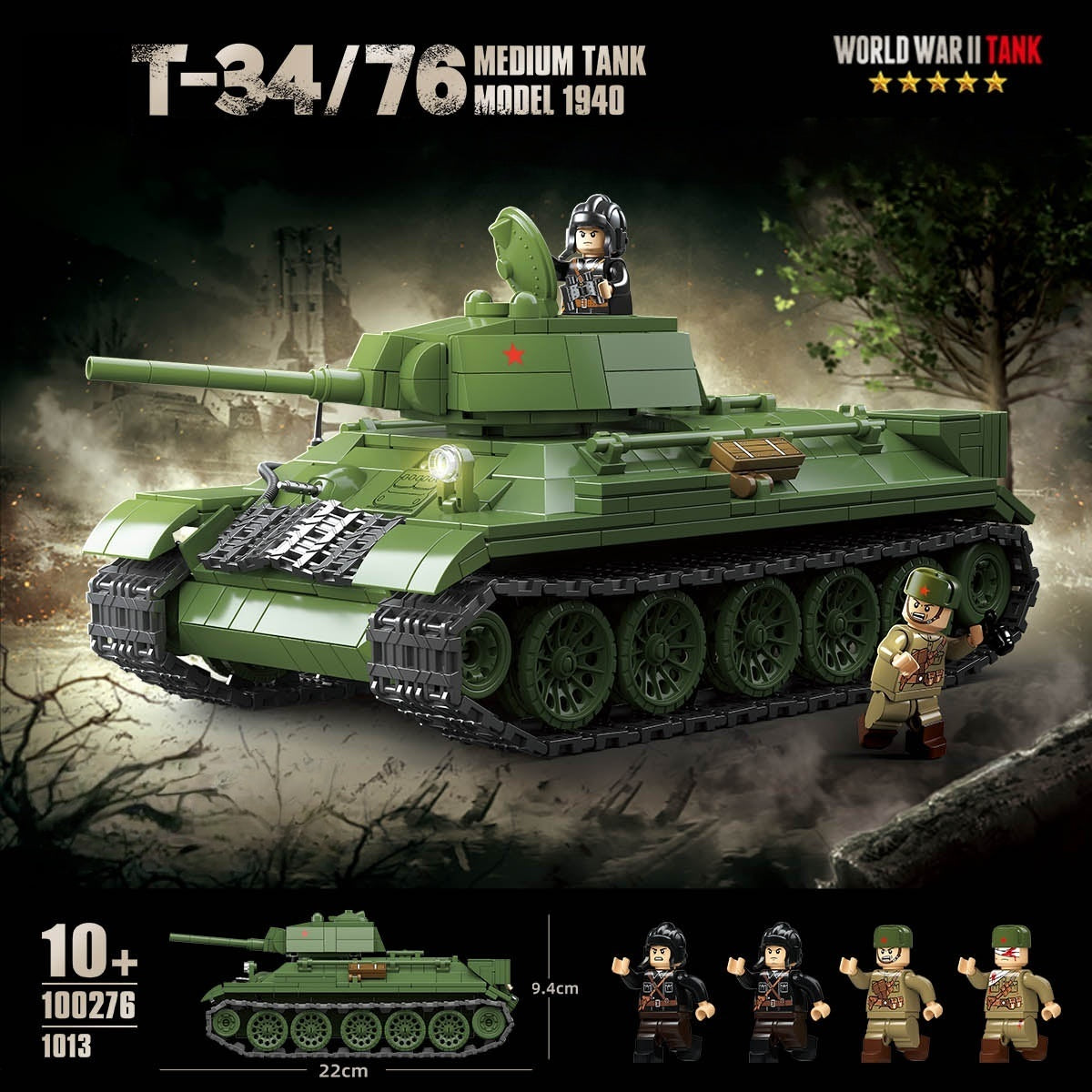 T-34/76 Medium Tank | 1013+PCS | 1:28 | WWII Soviet Armor