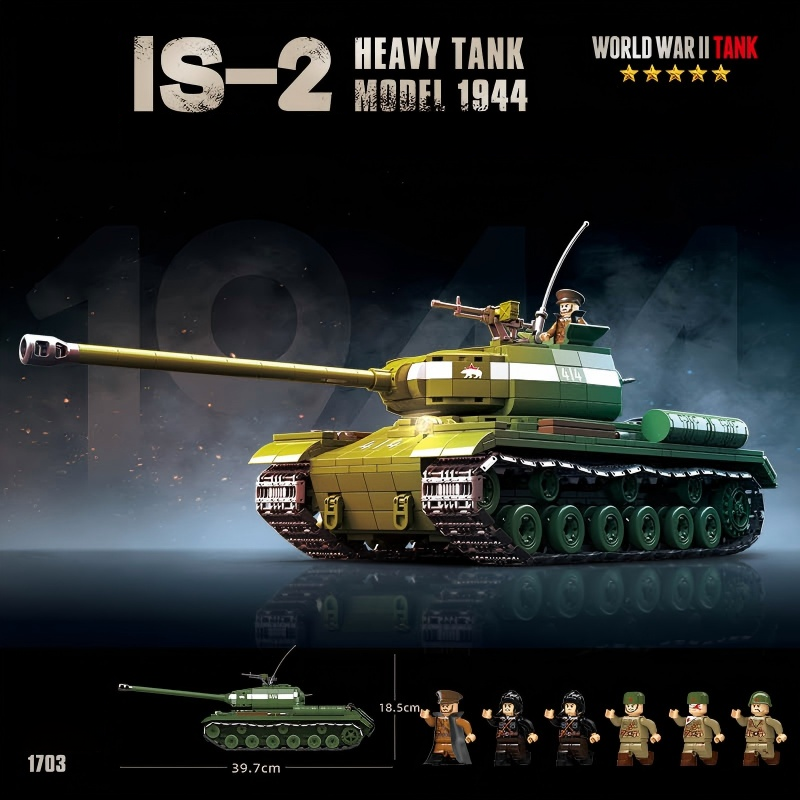 IS-2 Heavy Tank Model 1944 | 1703 PCS | 1:28 | WWII Soviet Heavy Tank
