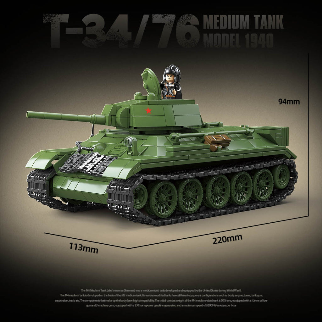 T-34/76 Medium Tank | 1013+PCS | 1:28 | WWII Soviet Armor