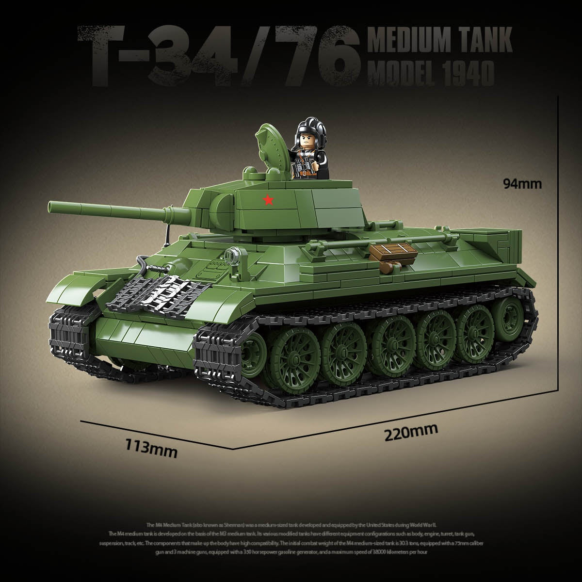 T-34/76 Medium Tank | 1013+PCS | 1:28 | WWII Soviet Armor