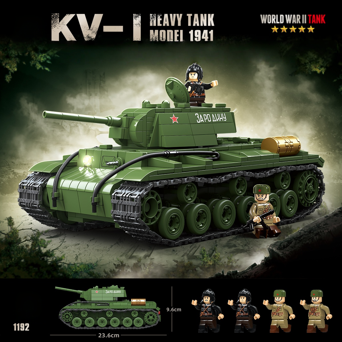 KV-1 Heavy Tank Model 1941 | 1192 PCS | 1:28 | WWII Soviet Heavy Tank