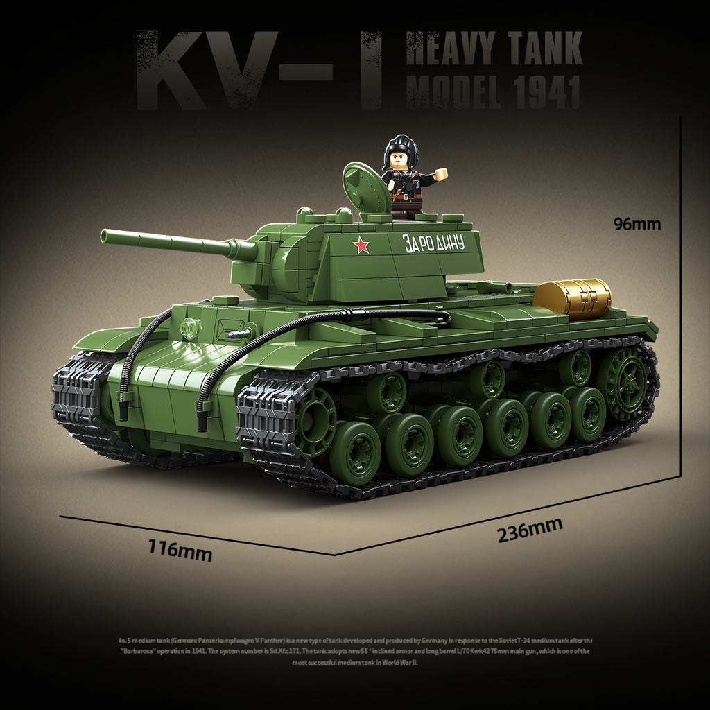 KV-1 Heavy Tank Model 1941 | 1192 PCS | 1:28 | WWII Soviet Heavy Tank