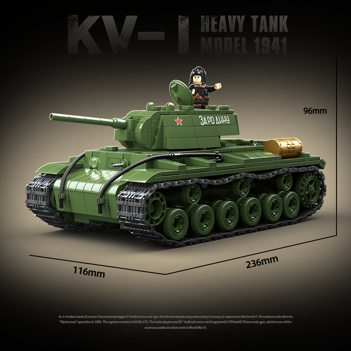 KV-1 Heavy Tank Model 1941 | 1192 PCS | 1:28 | WWII Soviet Heavy Tank