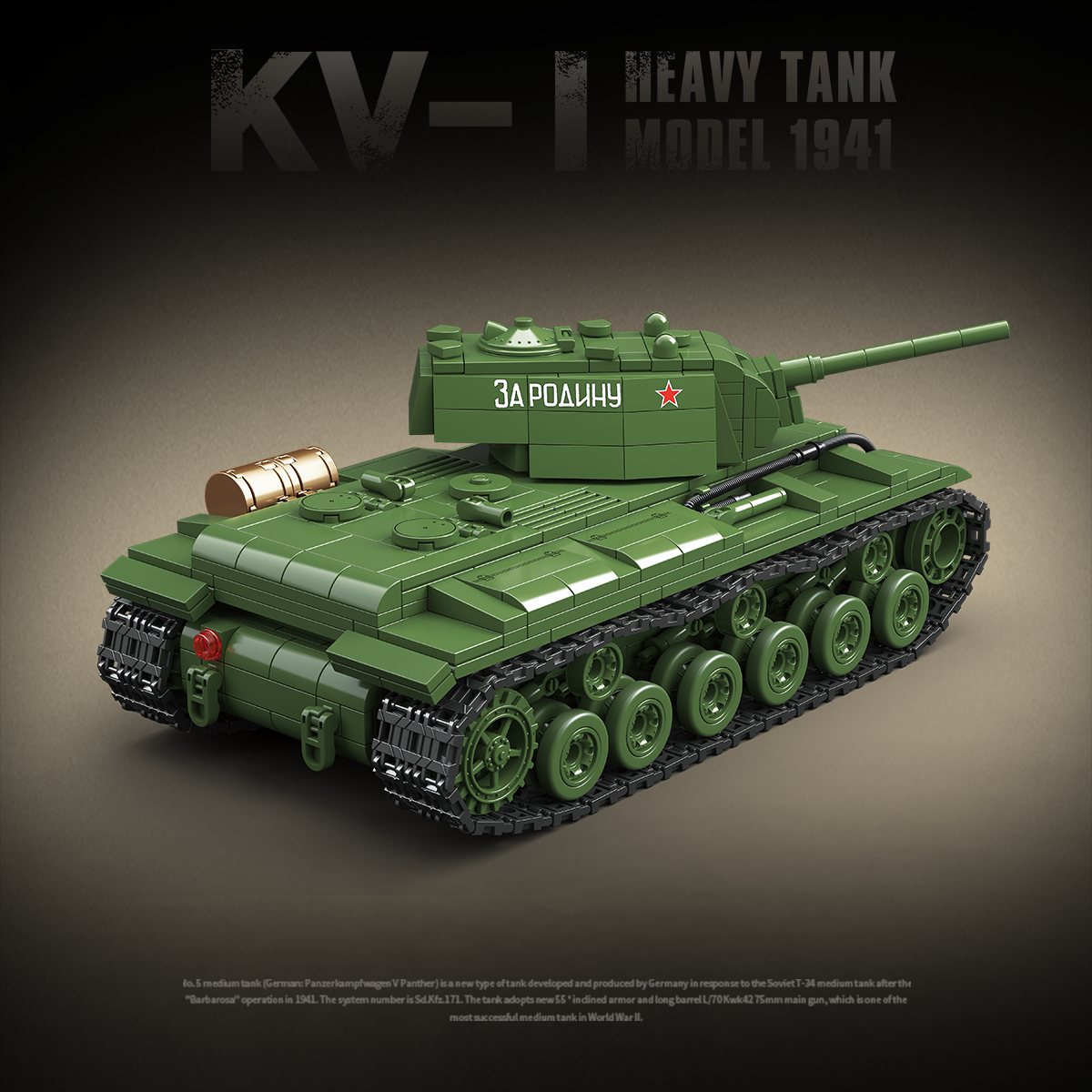 KV-1 Heavy Tank Model 1941 | 1192 PCS | 1:28 | WWII Soviet Heavy Tank