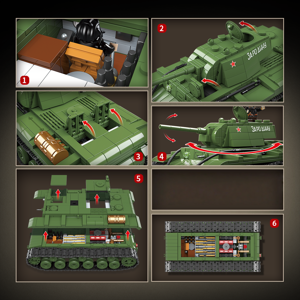 KV-1 Heavy Tank Model 1941 | 1192 PCS | 1:28 | WWII Soviet Heavy Tank
