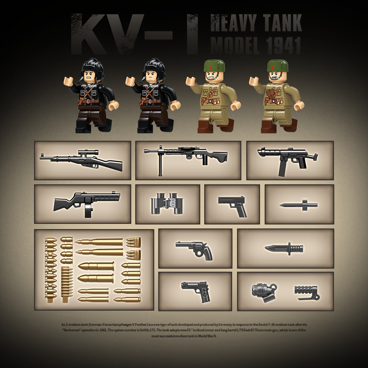 KV-1 Heavy Tank Model 1941 | 1192 PCS | 1:28 | WWII Soviet Heavy Tank