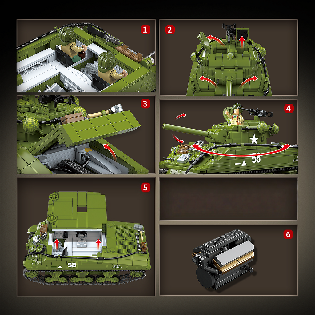 M4A3 Sherman 105mm | 1175 PCS | 1:28 | WWII US Medium Tank