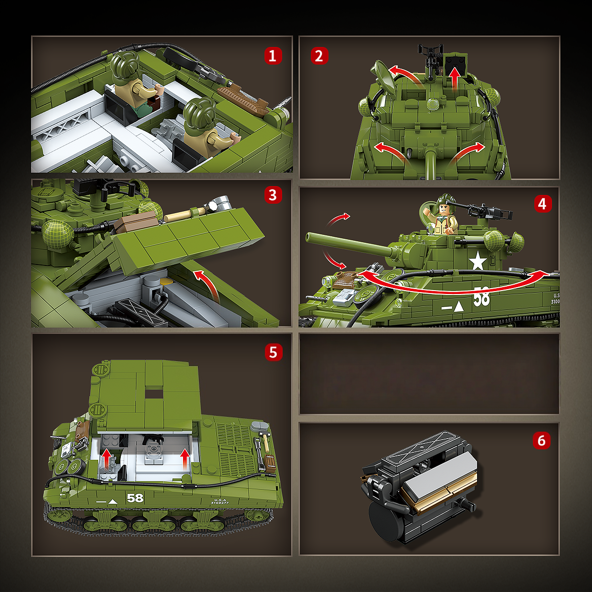 M4A3 Sherman 105mm | 1175 PCS | 1:28 | WWII US Medium Tank