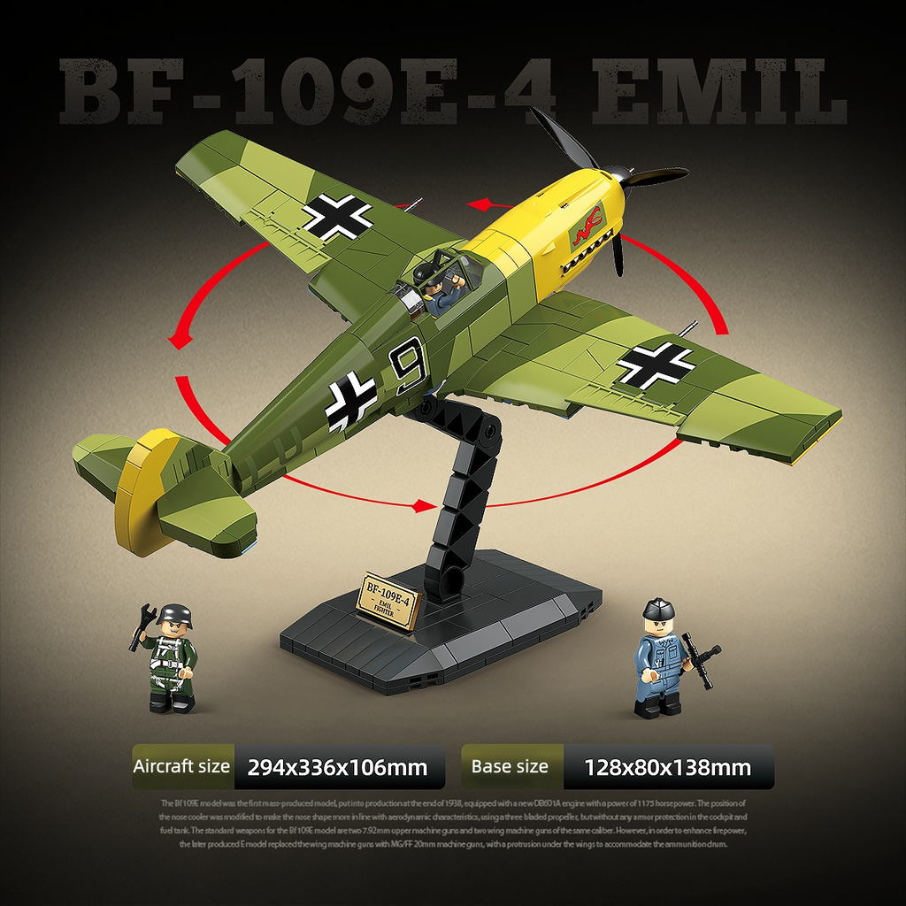 Bf-109E-4 Emil Fighter | 631 PCS | 1:28 | WWII German Fighter Aircraft