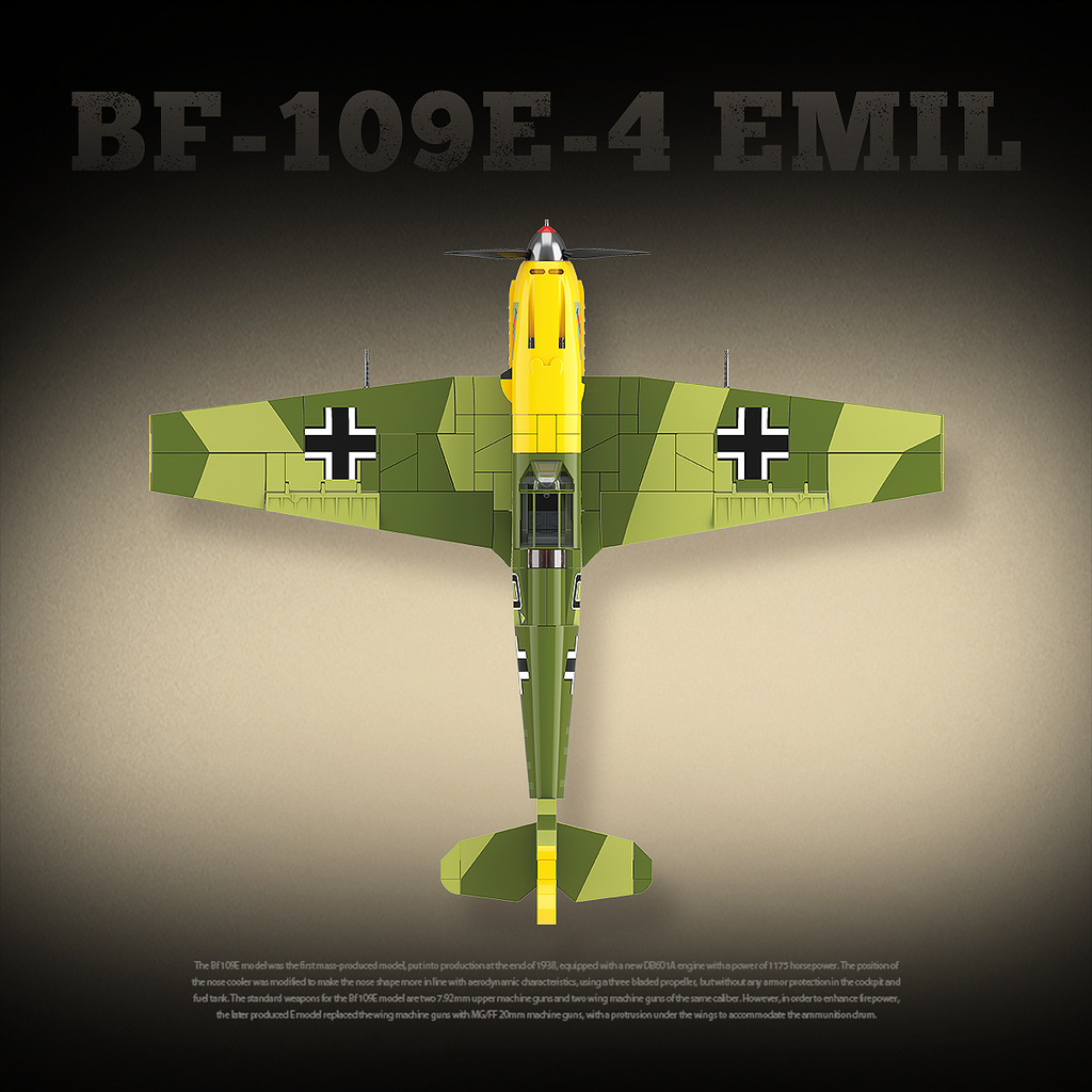 Bf-109E-4 Emil Fighter | 631 PCS | 1:28 | WWII German Fighter Aircraft