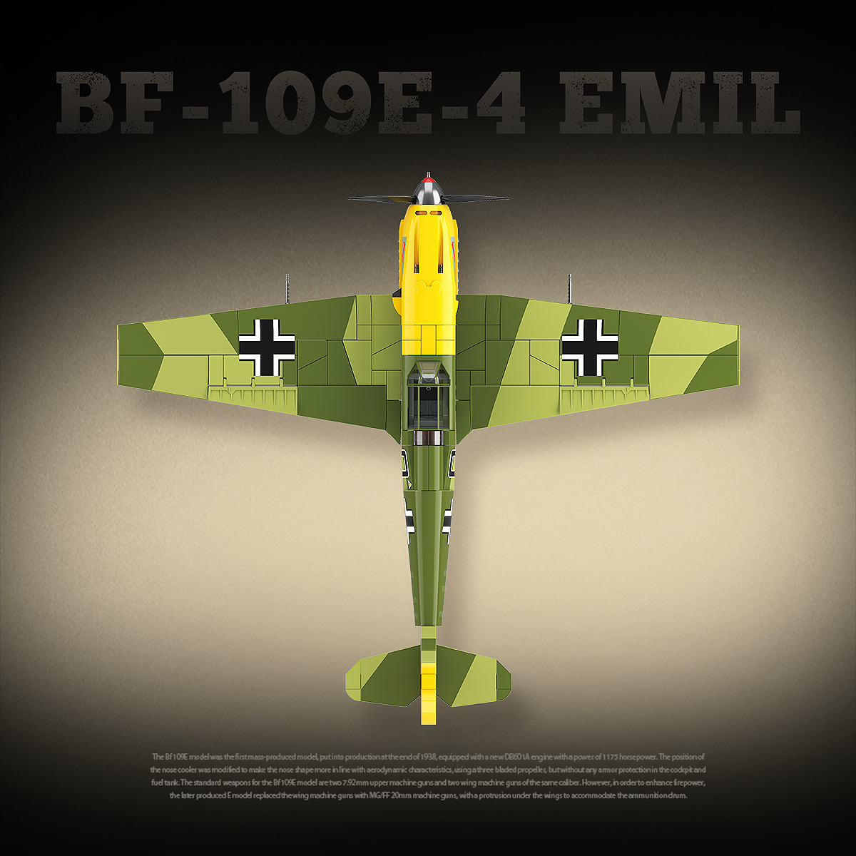 Bf-109E-4 Emil Fighter | 631 PCS | 1:28 | WWII German Fighter Aircraft