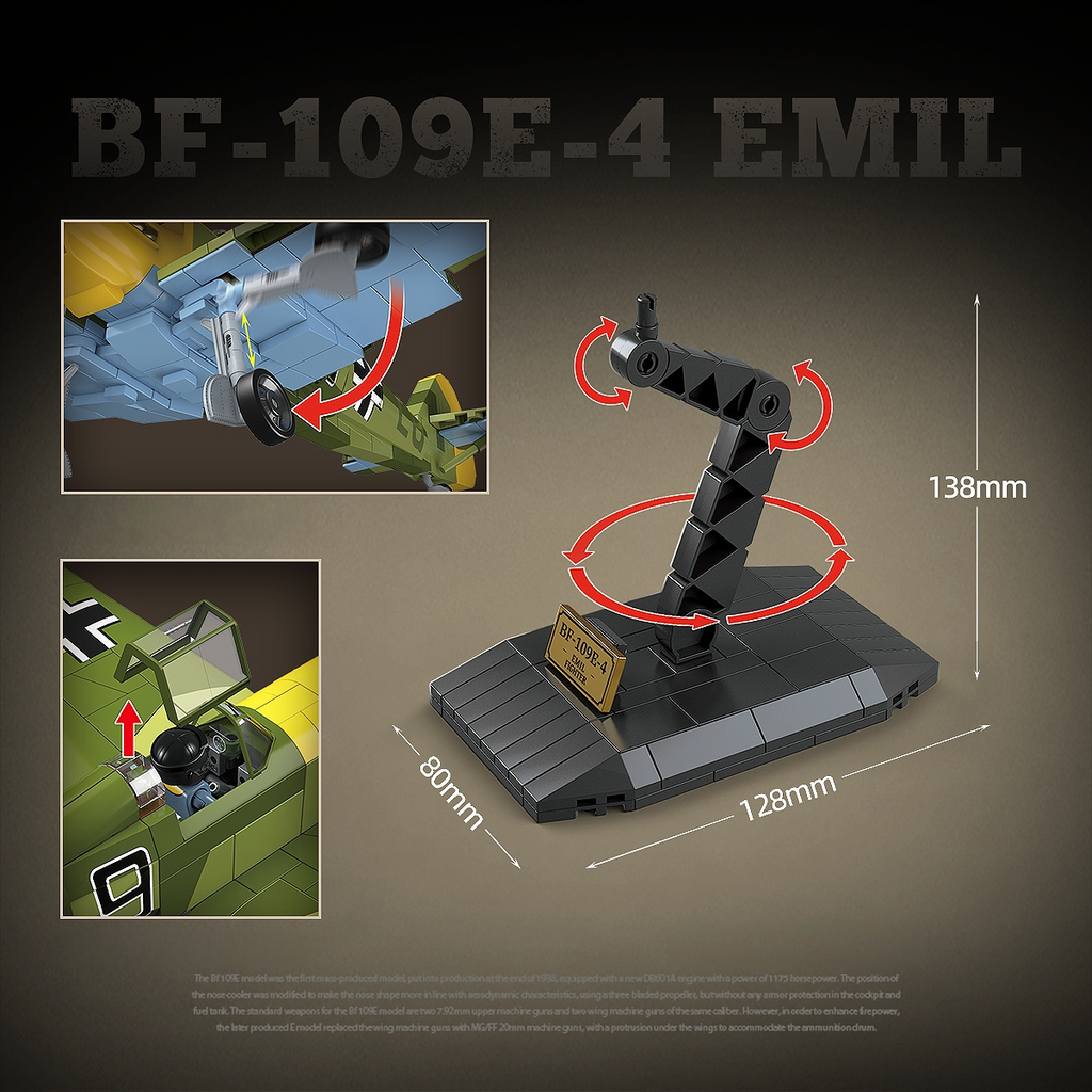 Bf-109E-4 Emil Fighter | 631 PCS | 1:28 | WWII German Fighter Aircraft