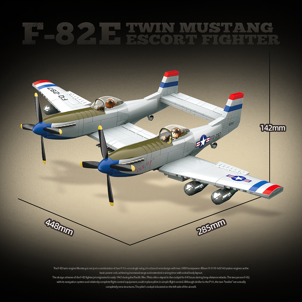 F-82E Twin Mustang | 1107 PCS | 1:28 | WWII US Escort Fighter
