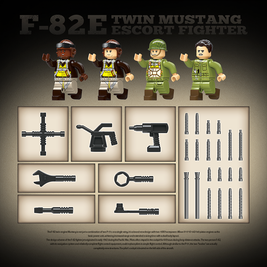 F-82E Twin Mustang | 1107 PCS | 1:28 | WWII US Escort Fighter