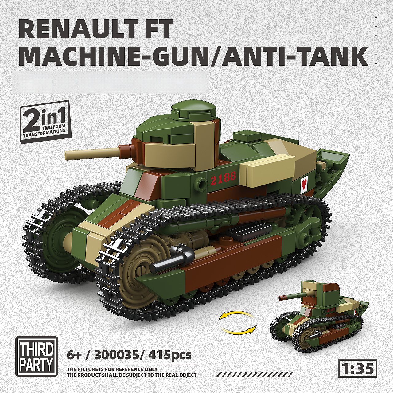 Renault FT Tank | 415PCS | 1:35 | 2-in-1 Building Set