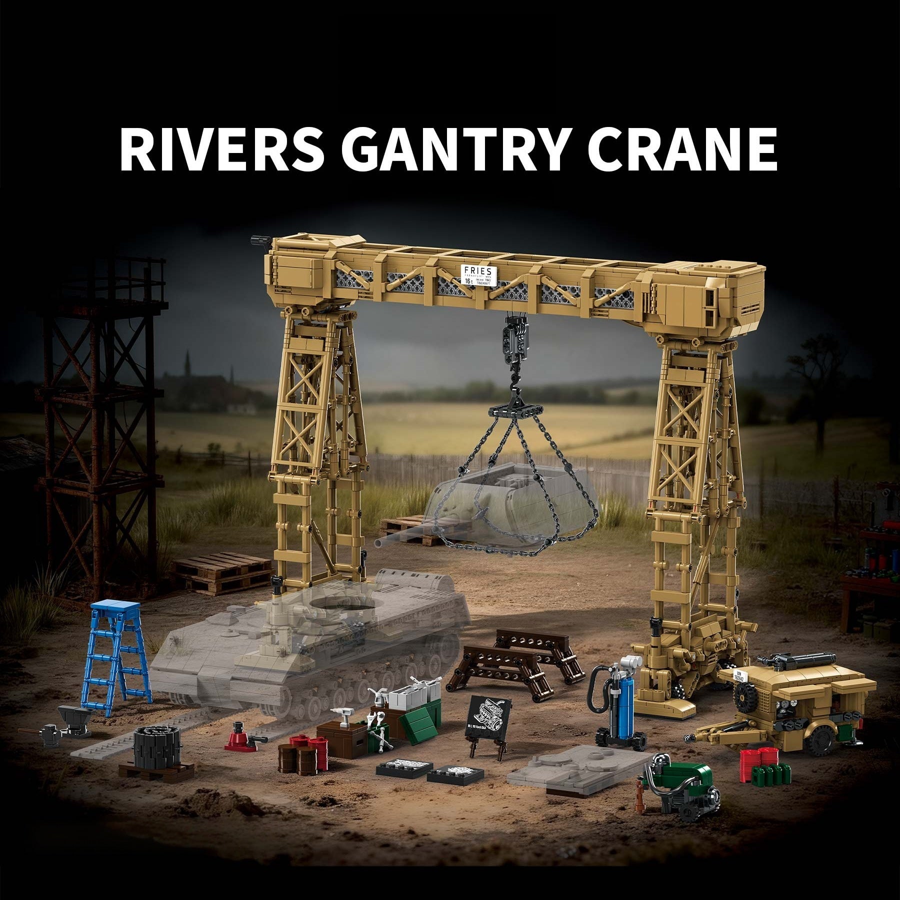 Rivers Gantry Crane | 2803+PCS | WWII German Military Maintenance | Fries 16T Crane