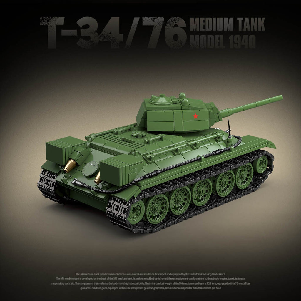 T-34/76 Medium Tank | 1013+PCS | 1:28 | WWII Soviet Armor