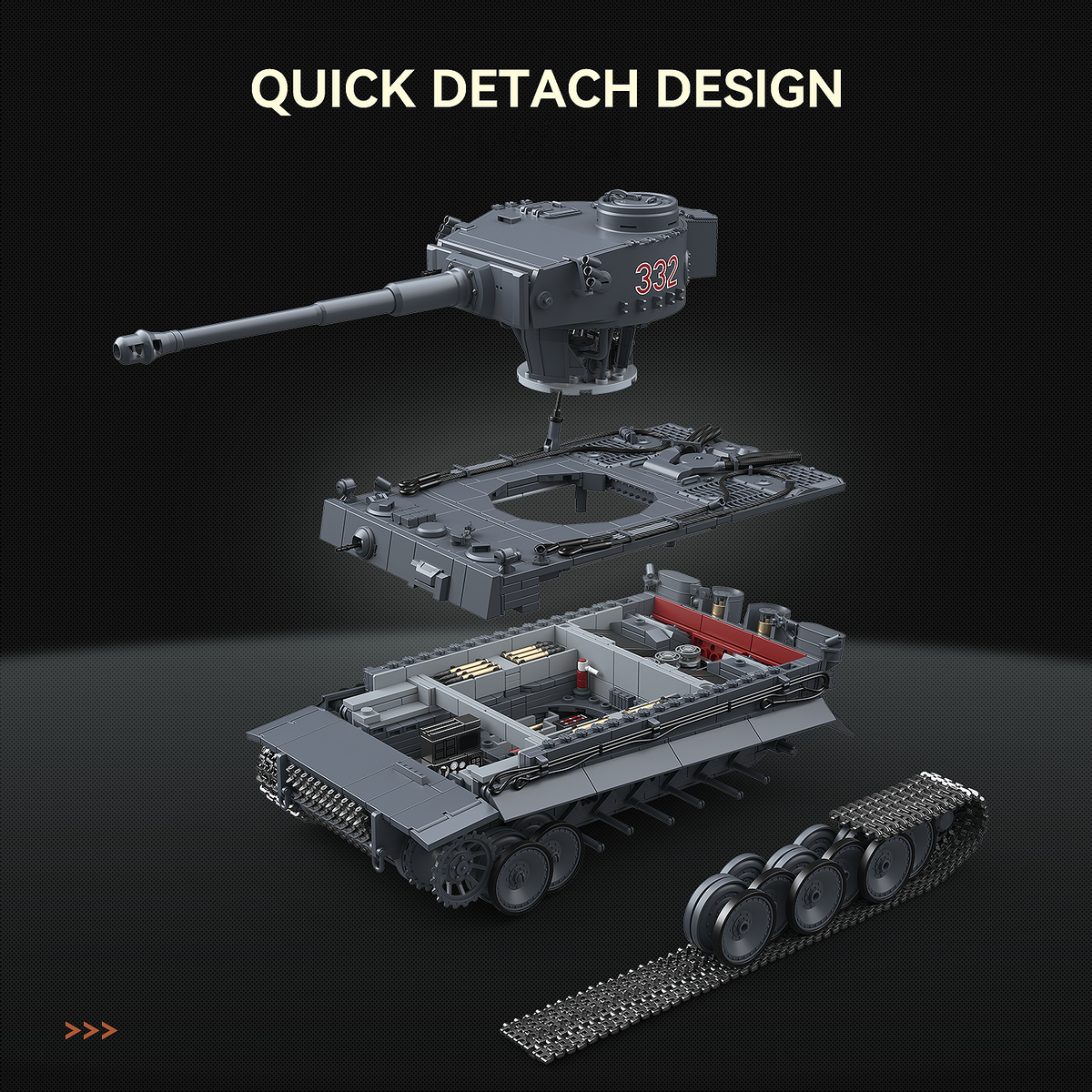 Tiger I Early No.332 | 1:28 Hybrid Collector Model | 1630PCS