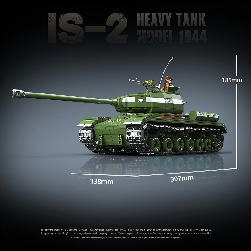IS-2 Heavy Tank Model 1944 | 1703 PCS | 1:28 | WWII Soviet Heavy Tank
