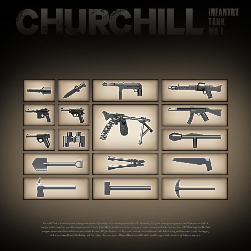 Churchill Infantry Tank Mk.I | 1031+PCS | 1:28 | WWII British Heavy Tank