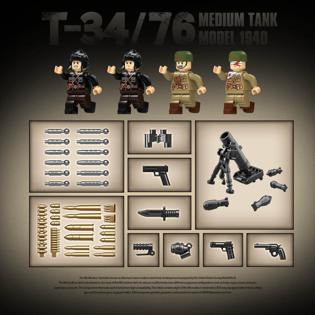T-34/76 Medium Tank | 1013+PCS | 1:28 | WWII Soviet Armor