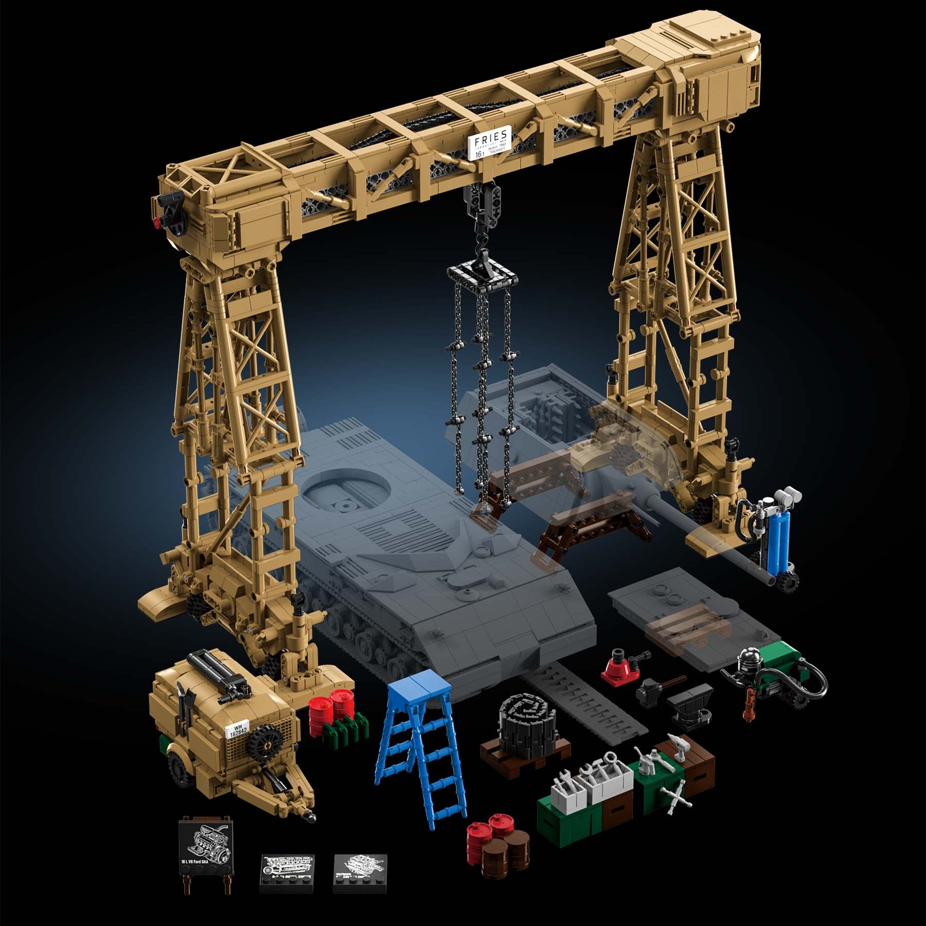 Rivers Gantry Crane | 2803+PCS | WWII German Military Maintenance | Fries 16T Crane