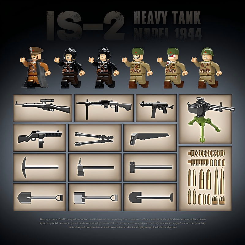 IS-2 Heavy Tank Model 1944 | 1703 PCS | 1:28 | WWII Soviet Heavy Tank