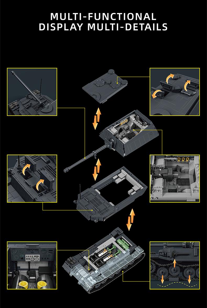 Tiger I Heavy Tank | 1,702+ PCS | 1:28 Giant Scale | Flagship Interior Series