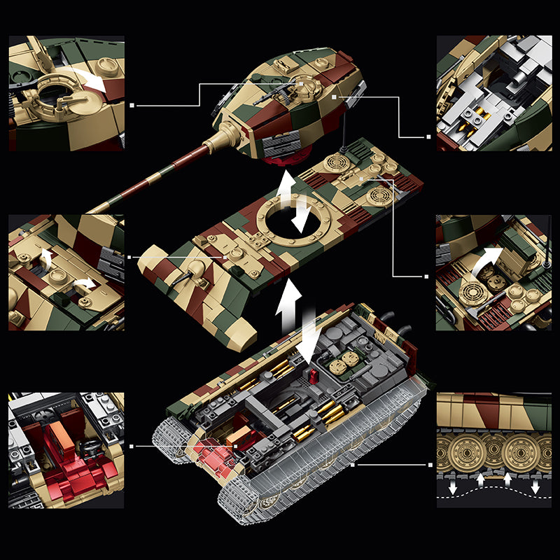 Tiger II Heavy Tank | 1780+PCS | 1:28 | WWII German King Tiger Flagship Edition