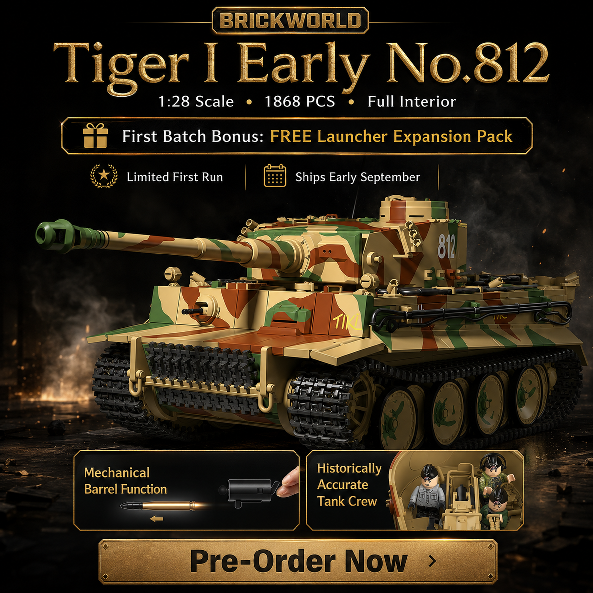 Tiger I Early No.812 | 1868PCS | 1:28 Flagship