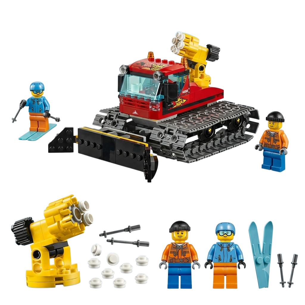 City Snow Groomer with Snow Cannon | 209+PCS | 2 Minifigures | Winter Ski Resort Service Vehicle