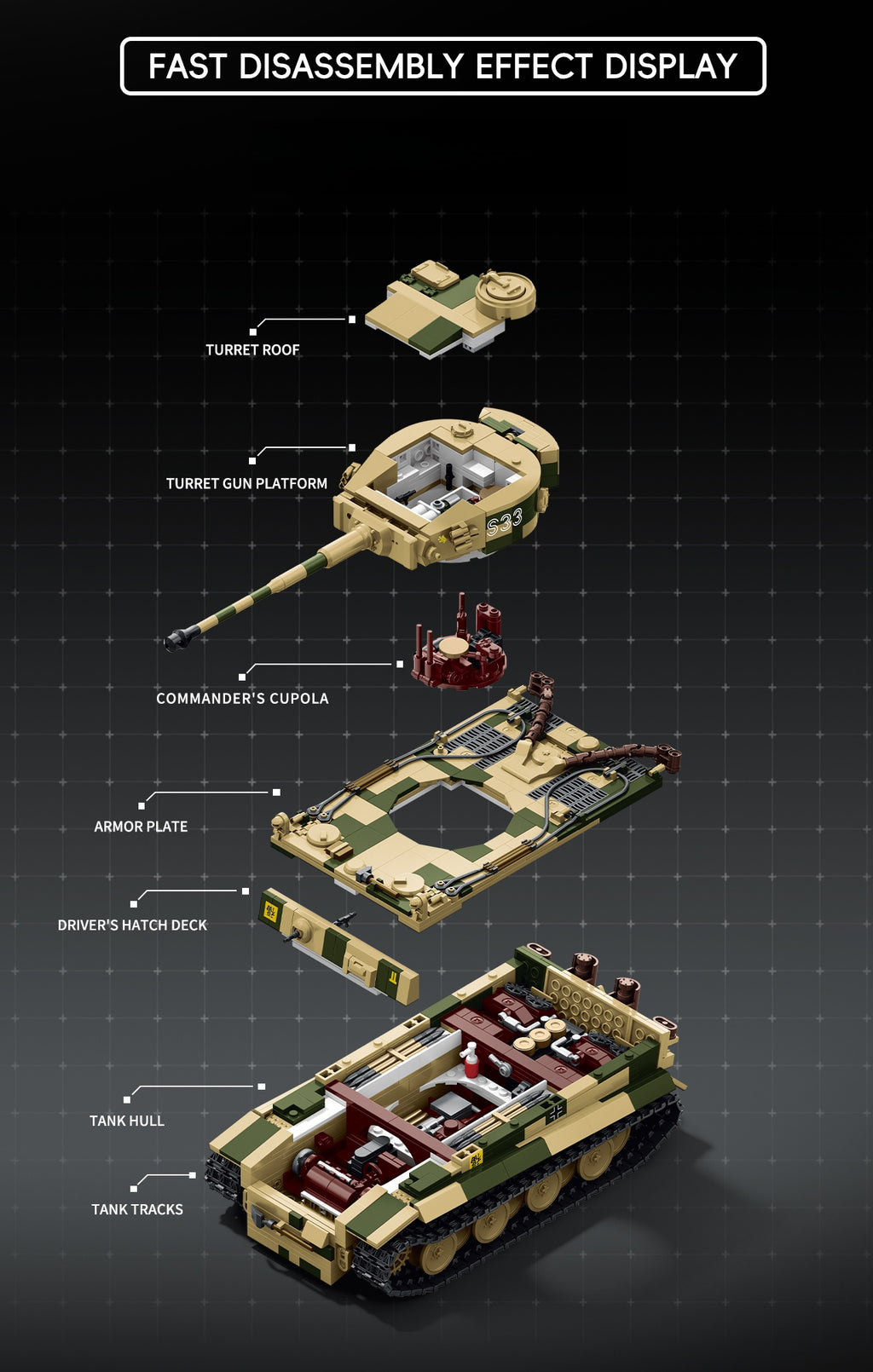 Panzer VI Tiger S33 | 1595pcs