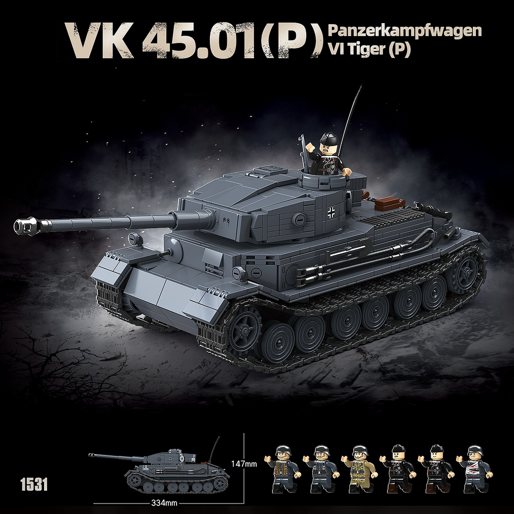 Tiger Tank (P) | 1531 PCS | 1:28 | WWII German Heavy Tank